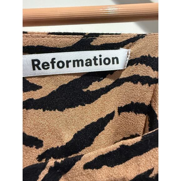 Reformation Tiger Print Mini Dress Tie-Strap Slip Style Size 4 - Picture 3 of 4